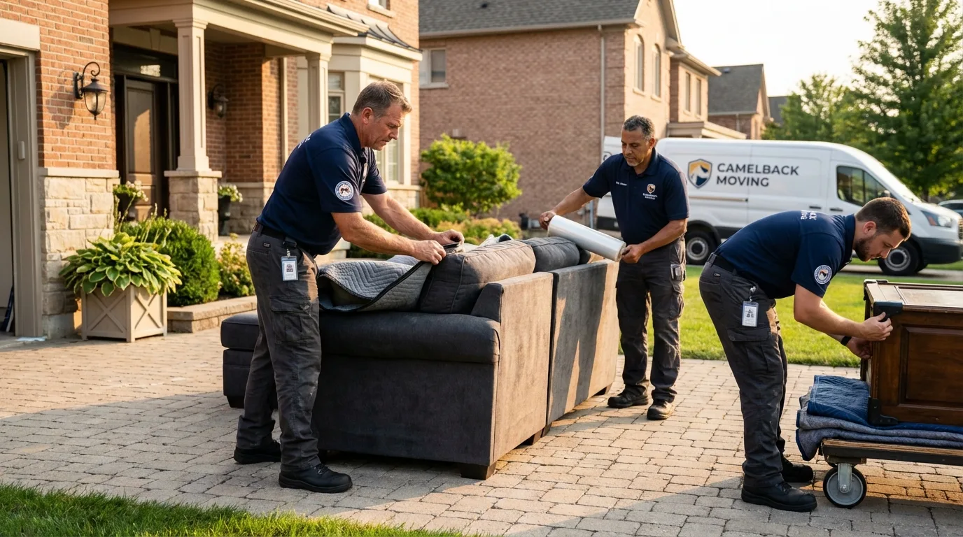 Large estate moving crew wrapping furniture in Filer, ID