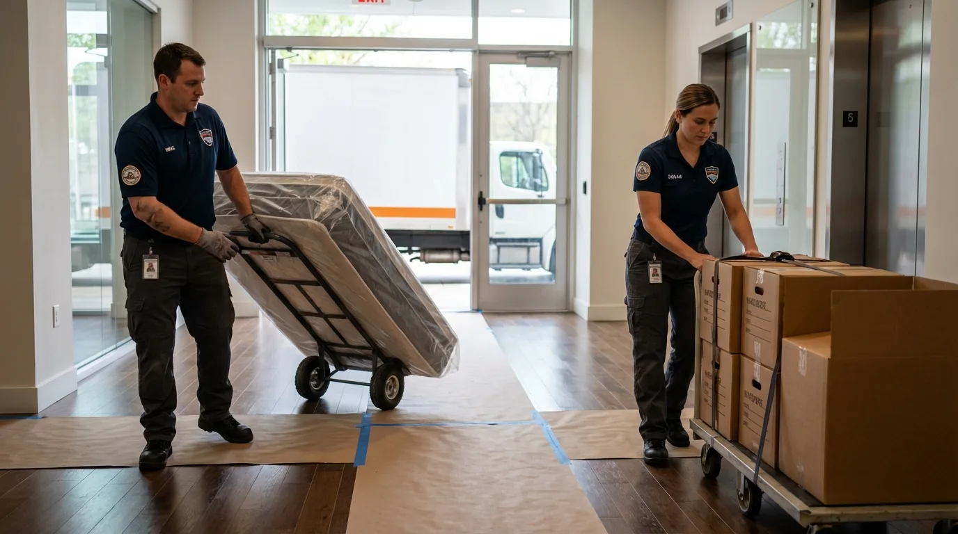 Professional apartment movers loading elevator in Filer, ID
